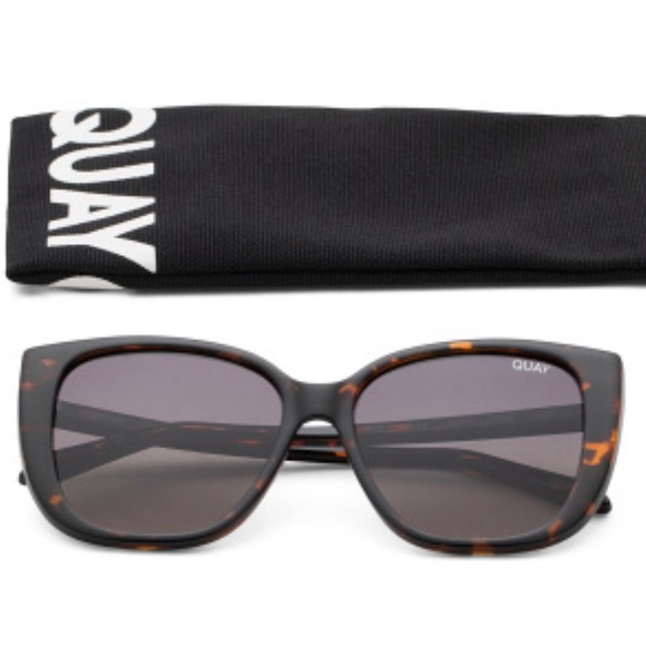 QUAY Ever After Sunglasses Polarized Tortoise Frame Grey Taupe Gradient Lens NWT - Picture 4 of 7